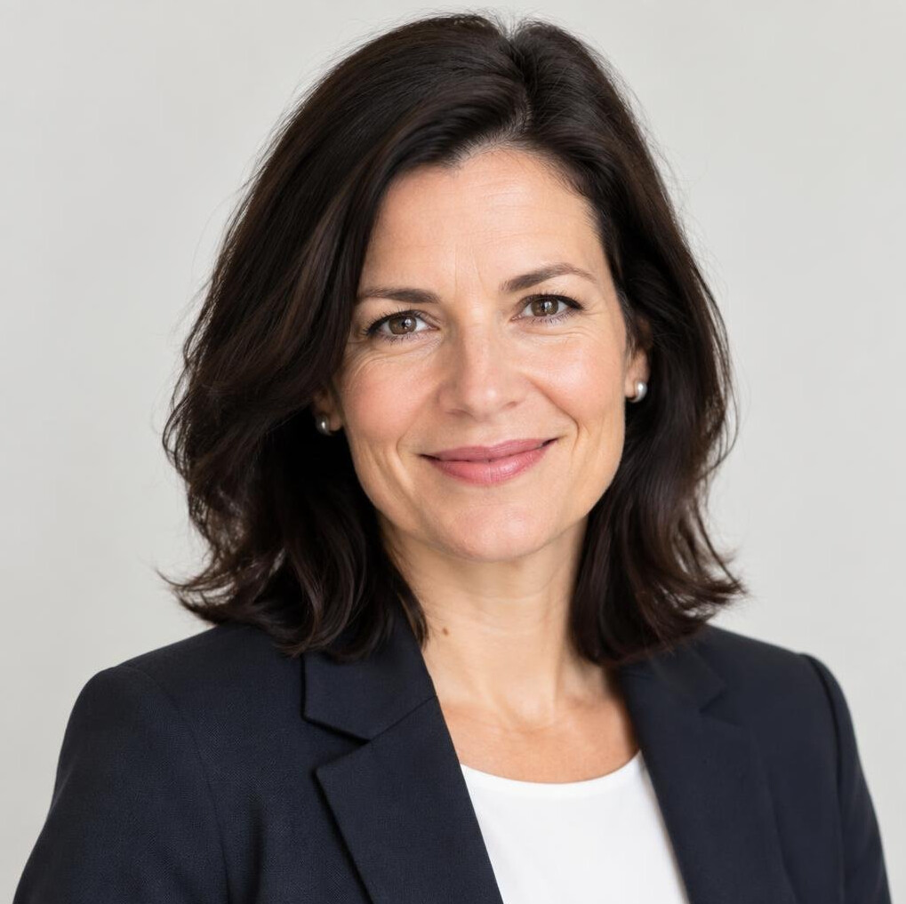 Studio portrait of a woman with dark hair