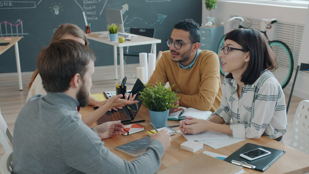 diverse young adults in discussion